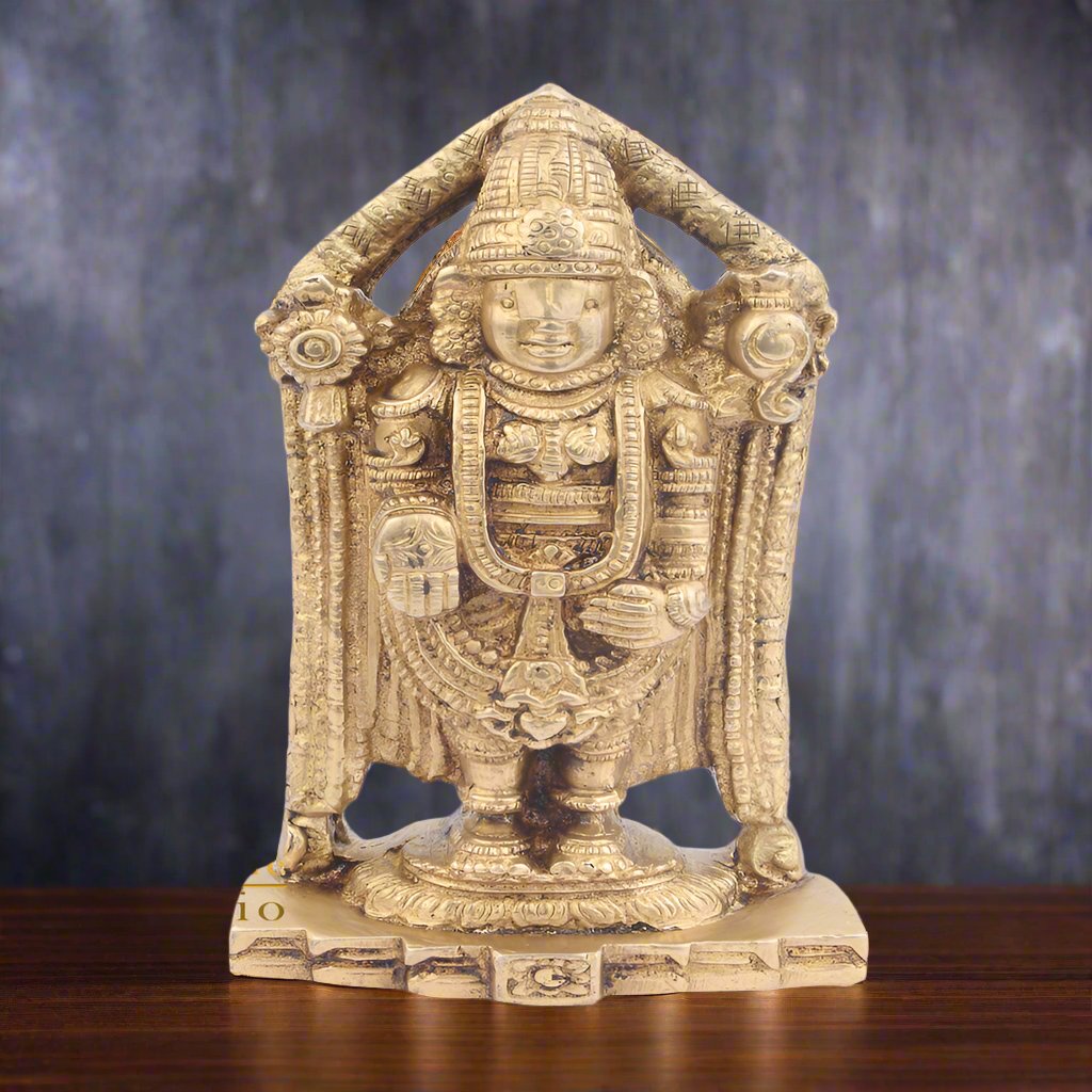 Brass Indian Deity Lord Tirupathi Balaji Idol For Sale 7 Inch