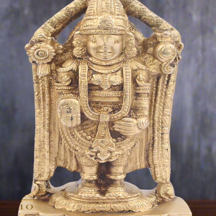 Brass Indian Deity Lord Tirupathi Balaji Idol For Sale 7 Inch