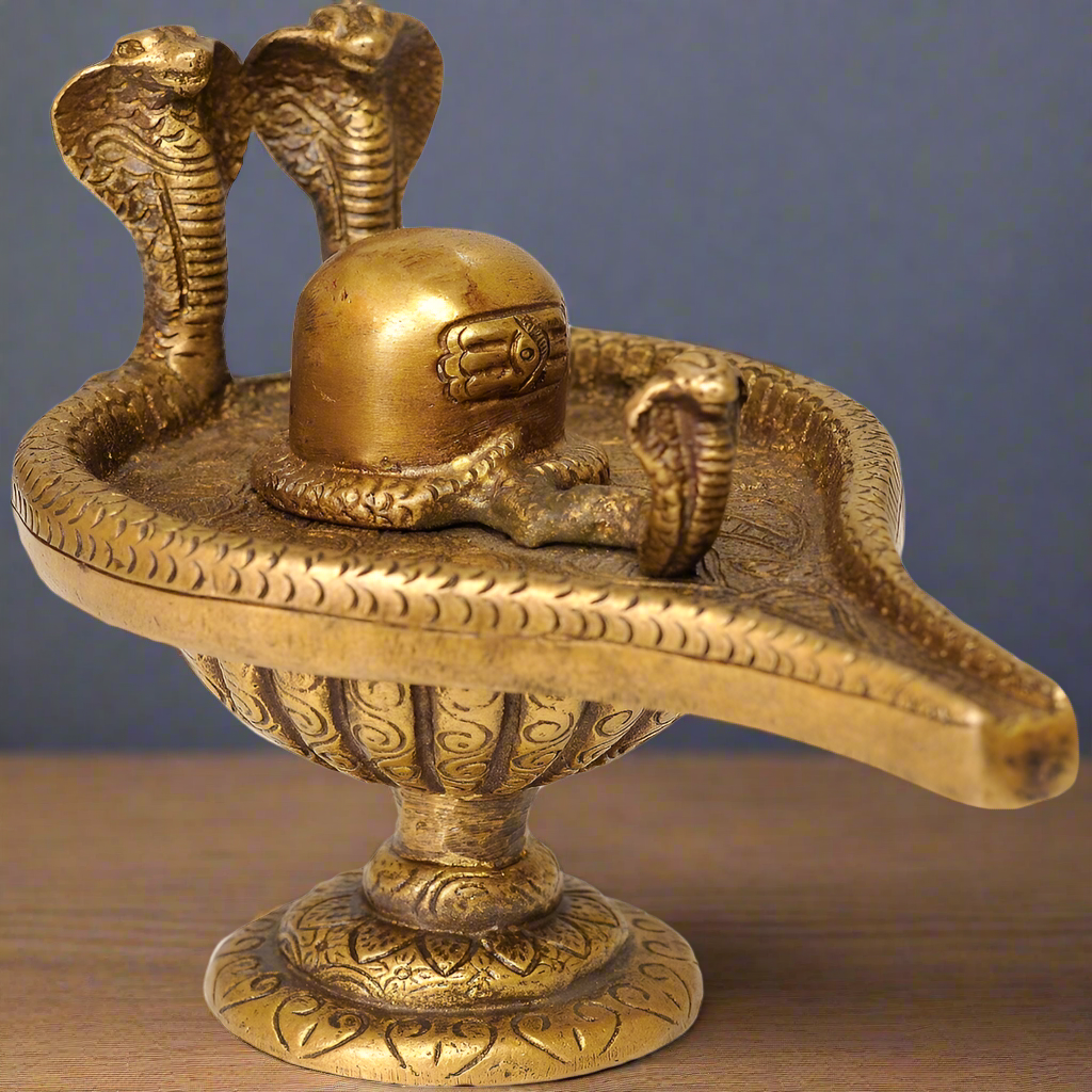 Brass Indian Sacred Lord Shiva ShivLing For Temple 4" - Eco-friendly - Sama Homes