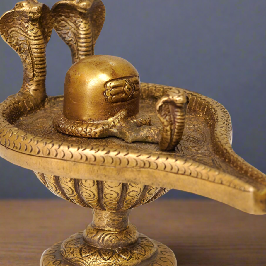 Brass Indian Sacred Lord Shiva ShivLing For Temple 4" - Image 2