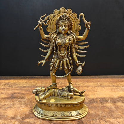 Brass Kali Mata Statue With Four Arms 1.5 Feet by vendor-unknown - Hindu Gods