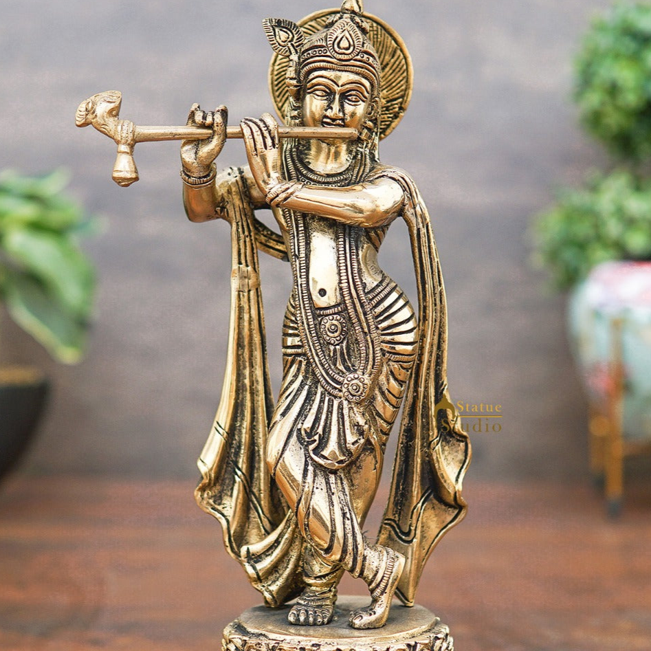 Brass Krishna Idol 10" by StatueStudio - Image 2