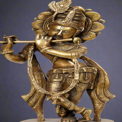 Brass Krishna Statue 11 Inch by vendor-unknown - Hindu Gods (View 2)
