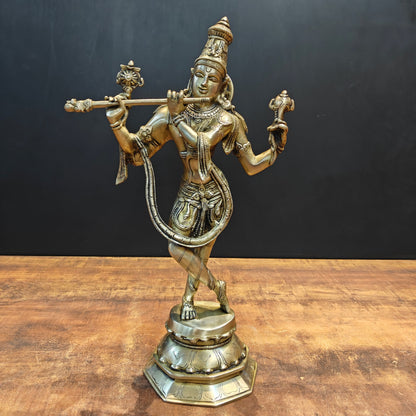 Brass Krishna Statue For Home Decor 1.5 Feet by vendor-unknown - Hindu Gods