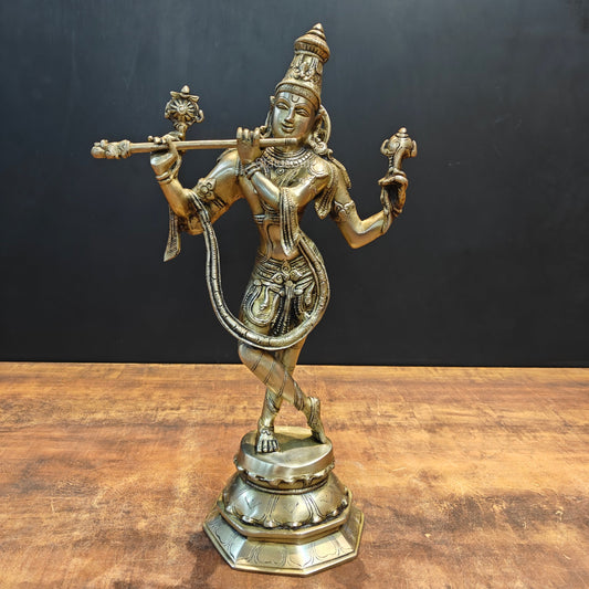 Brass Krishna Statue For Home Decor 1.5 Feet