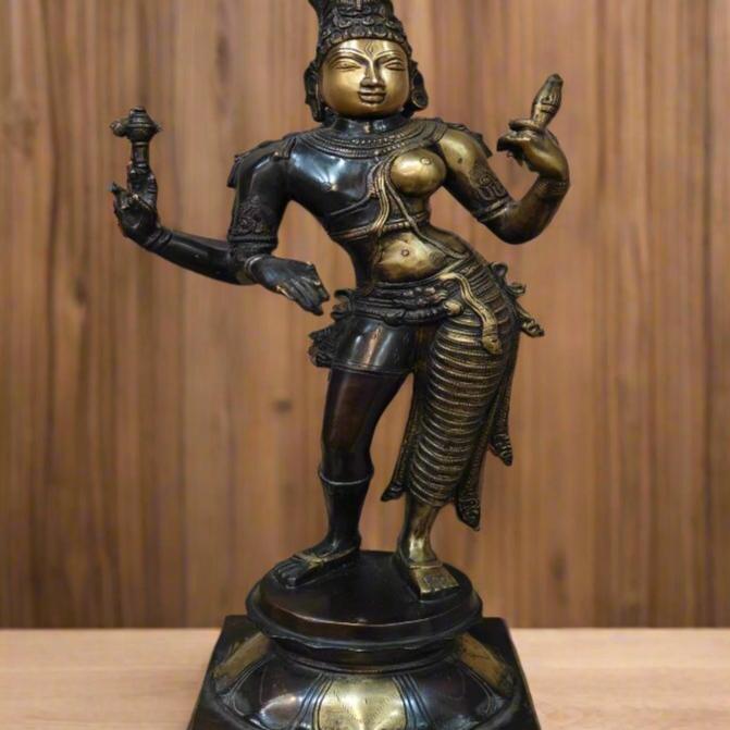 Brass Large Ardhanarishawar Idol Antique Finish For Home Decor 2 Feet