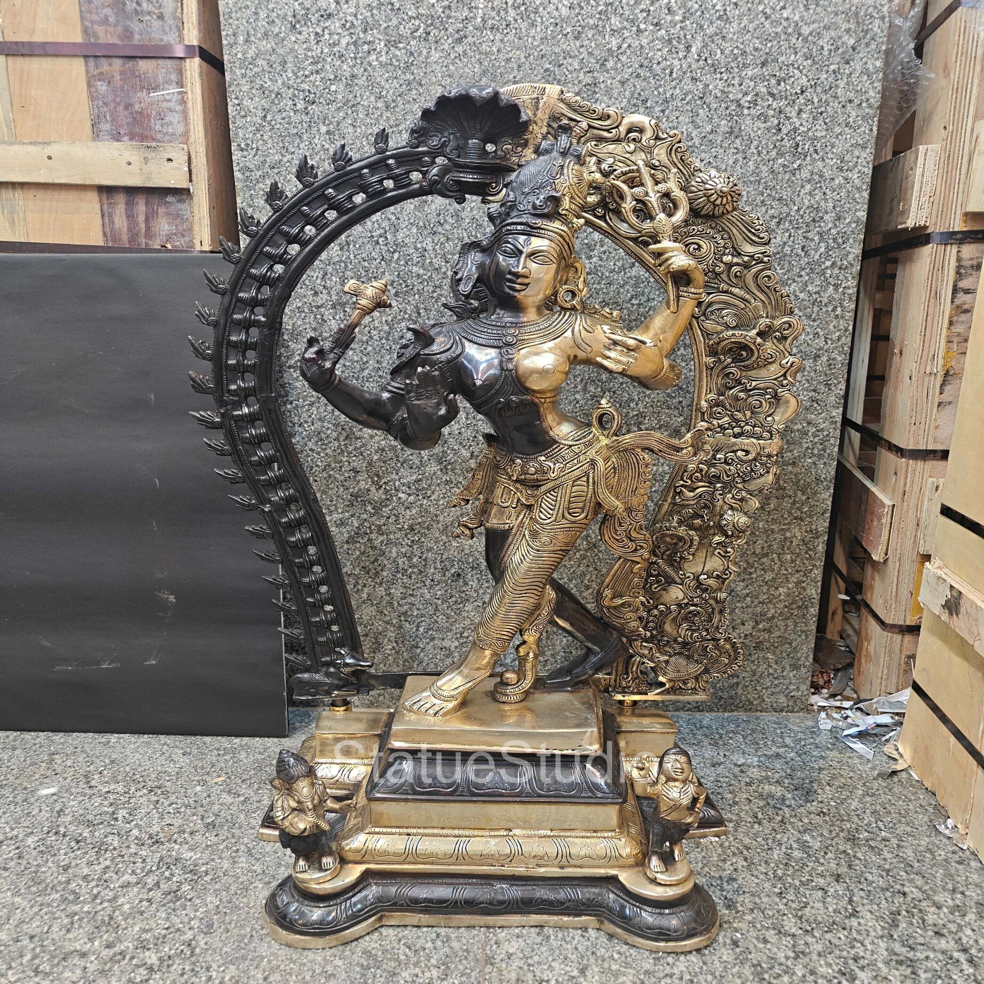 Brass Large Ardhanarishawar Shiva Statue Antique Finish For Home Decor 2.5 Feet - Image 3