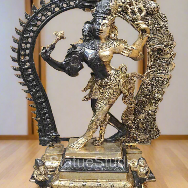 Brass Large Ardhanarishawar Shiva Statue Antique Finish For Home Decor 2.5 Feet - Image 2