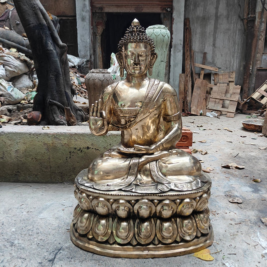Brass Large Blessing Buddha Statue For Decor Showpiece 4 Feet