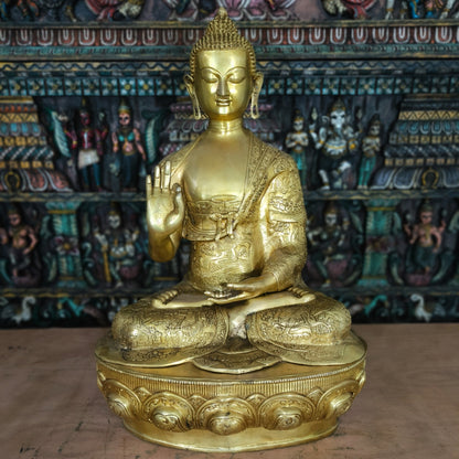 Brass Large Blessing Buddha Statue For Home Decor Showpiece 33" by vendor-unknown - Buddha