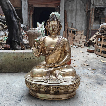 Brass Large Blessing Buddha Statue For Showpiece 4 Feet by vendor-unknown - Buddha