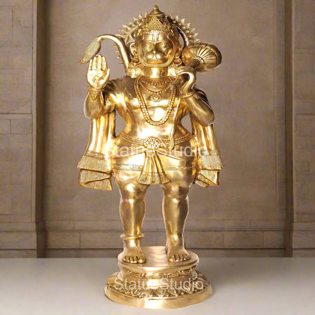 Brass Large Blessing Hanuman Idol For Home Temple Decor 4.5 Feet