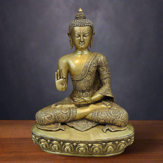 Brass Large Buddha Statue Antique Finish Showpiece 2 Feet