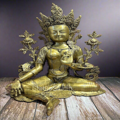 Brass Large Buddhist Tara Idol Antique Finish For Home Decor Showpiece 2 Feet by vendor-unknown - Buddha