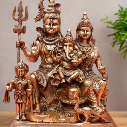 Brass Large Complete Shiv Parivar Idol For Home Office Temple Decor 15" by vendor-unknown - Hindu Gods (View 2)