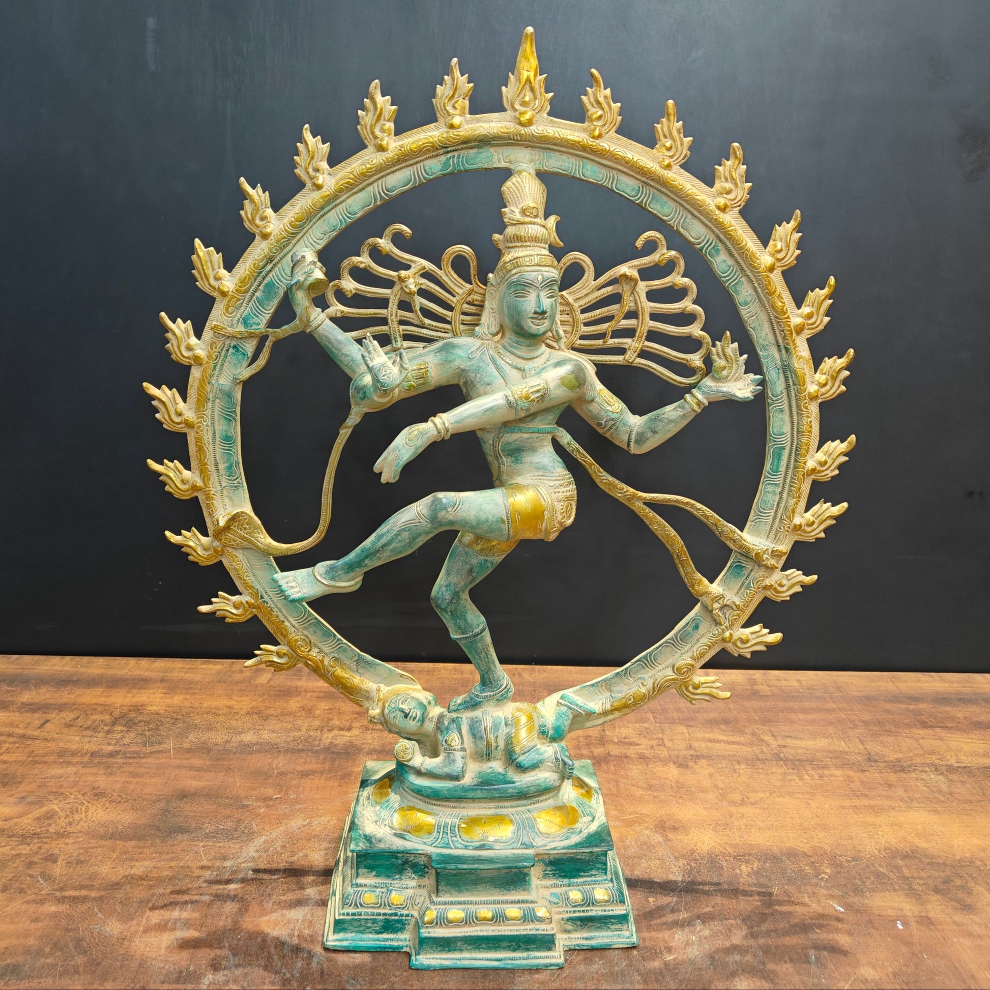 Brass Large Dancing Shiva As Nataraja Idol Antique Finish 2 Feet - Eco-friendly - Sama Homes