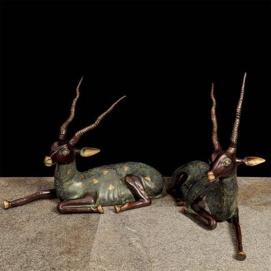 Brass Large Deer Pair Decorative Showpiece Animal Figurine 3 Feet