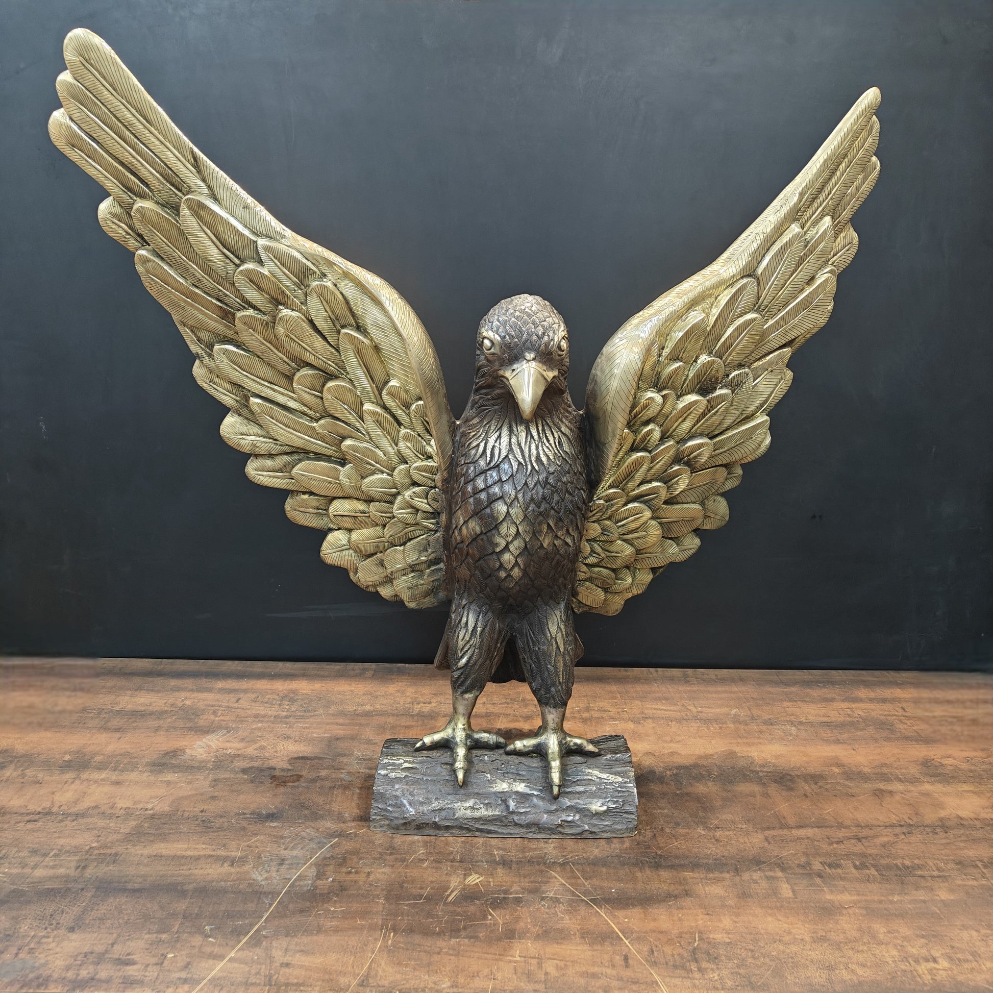 Brass Large Eagle With Open Wings Sculpture 40 inch - Eco-friendly - Sama Homes