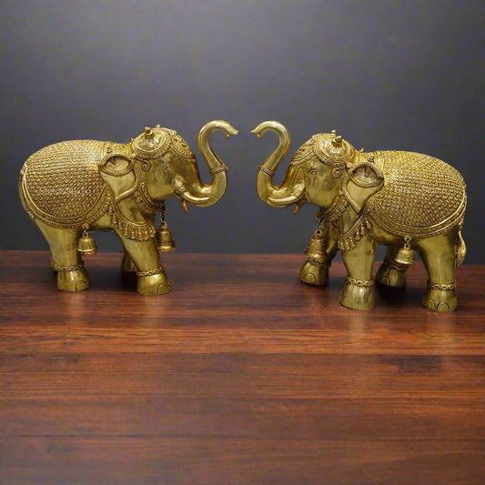 Brass Large Elephant Pair Statue Feng Shui 2 Feet Lenght