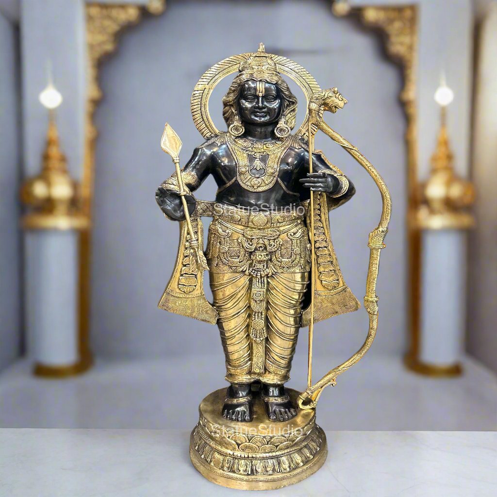 Brass Large Exclusive Ram idol Antique Finish For Home Decor 4.5 Feet - Eco-friendly - Sama Homes