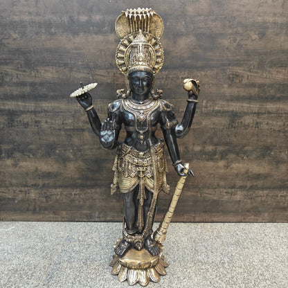 Brass Large Exclusive Standing Vishnu Statue Antique Finish 41 Inches by vendor-unknown - Hindu Gods