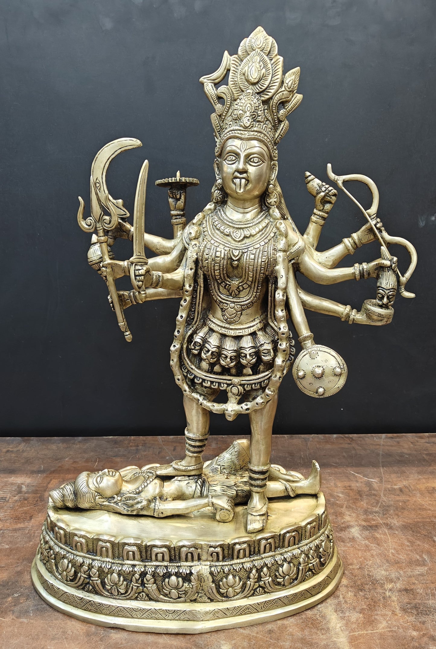 Brass Large Goddess Kali Mata Idol Antique Finish 27 Inches