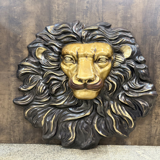 Brass Large Lion Head Wall Hanging Sculpture For Room Decor Showpiece 39 Inch