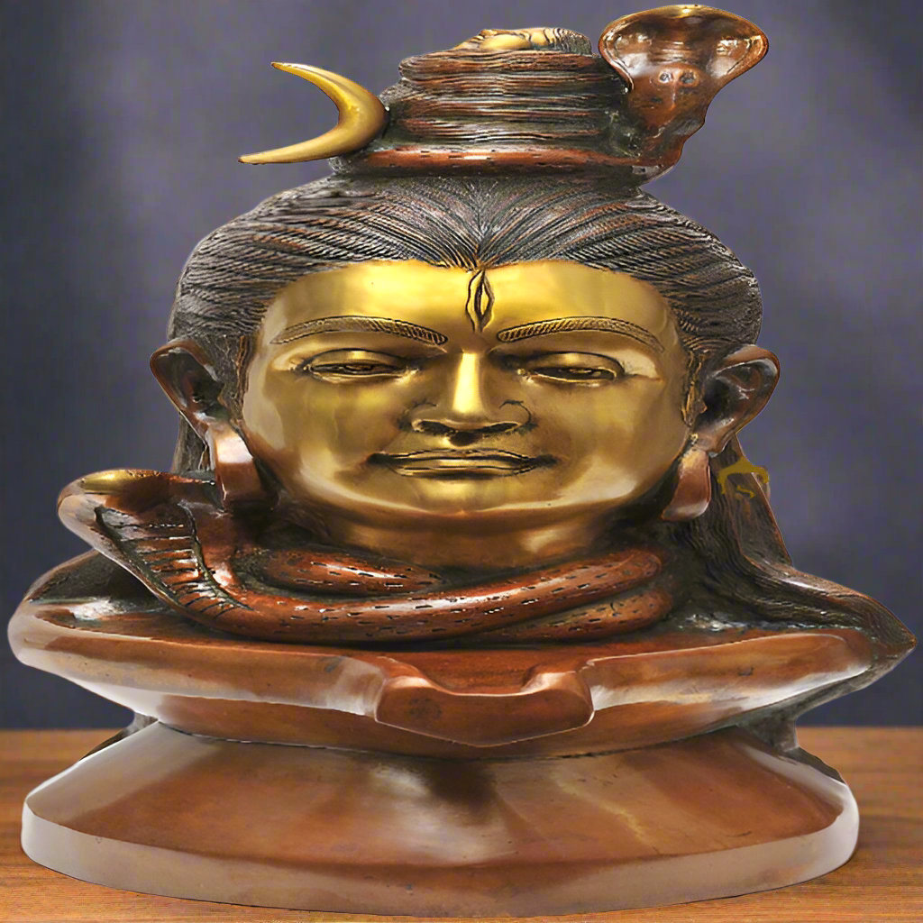 Brass Large Lord Shiva Head Statue 1.5 Feet - Eco-friendly - Sama Homes