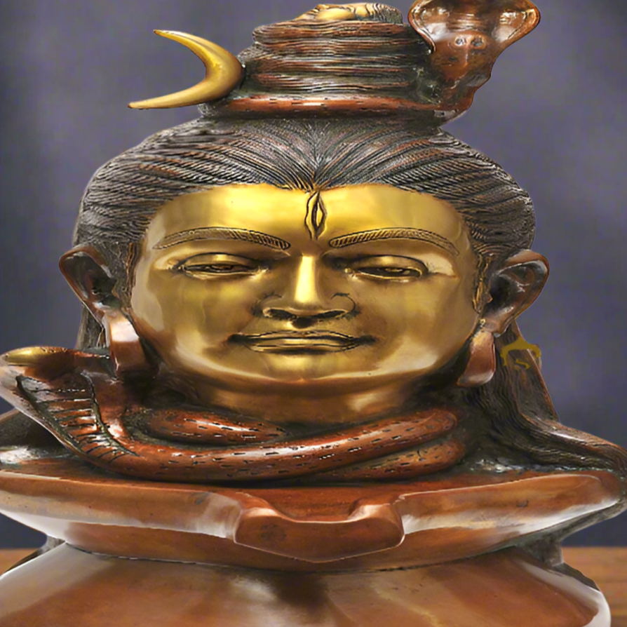 Brass Large Lord Shiva Head Statue 1.5 Feet