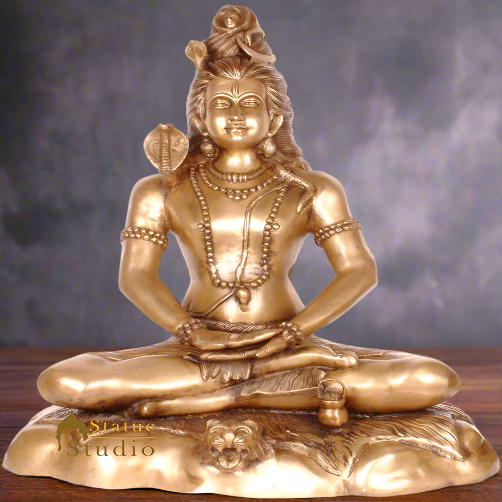 Brass Large Lord Shiva Idol Bhole Nath Mahadeva Shankar The Destroyer 28" - Eco-friendly - Sama Homes