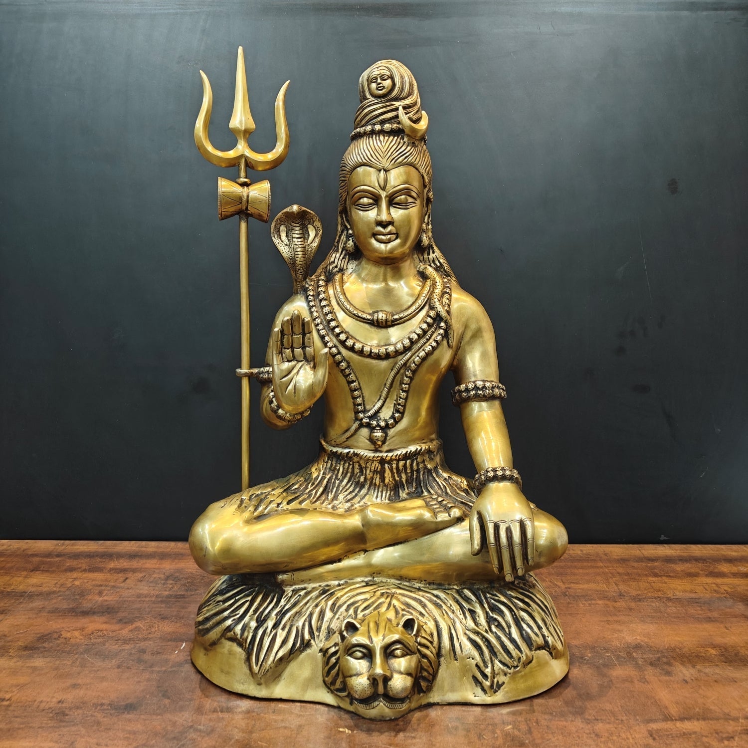 Brass Large Mahadev Lord Shiva Idol For Home Office Decor 3 Feet - Eco-friendly - Sama Homes