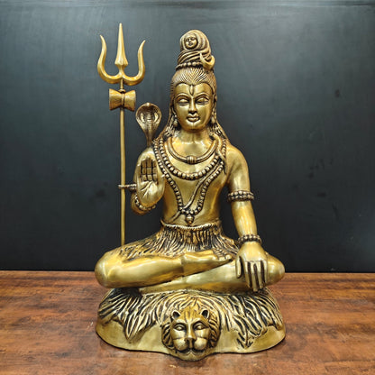 Brass Large Mahadev Lord Shiva Idol For Home Office Decor 3 Feet by vendor-unknown - Hindu Gods