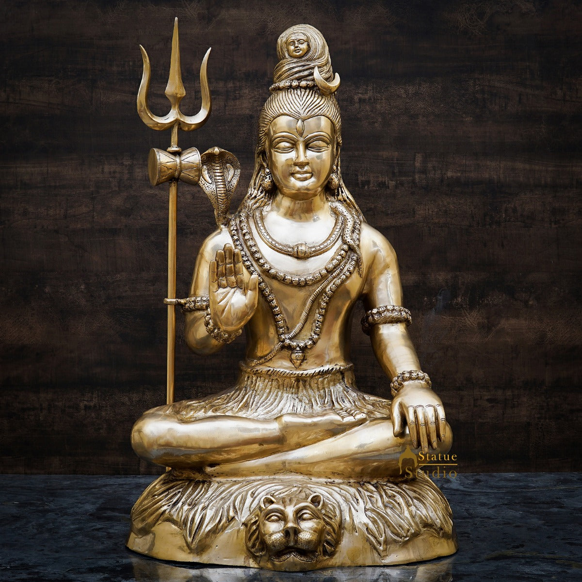 Brass Large Mahadev Lord Shiva Idol Showpiece For Home Office Decor 3 Feet - Eco-friendly - Sama Homes