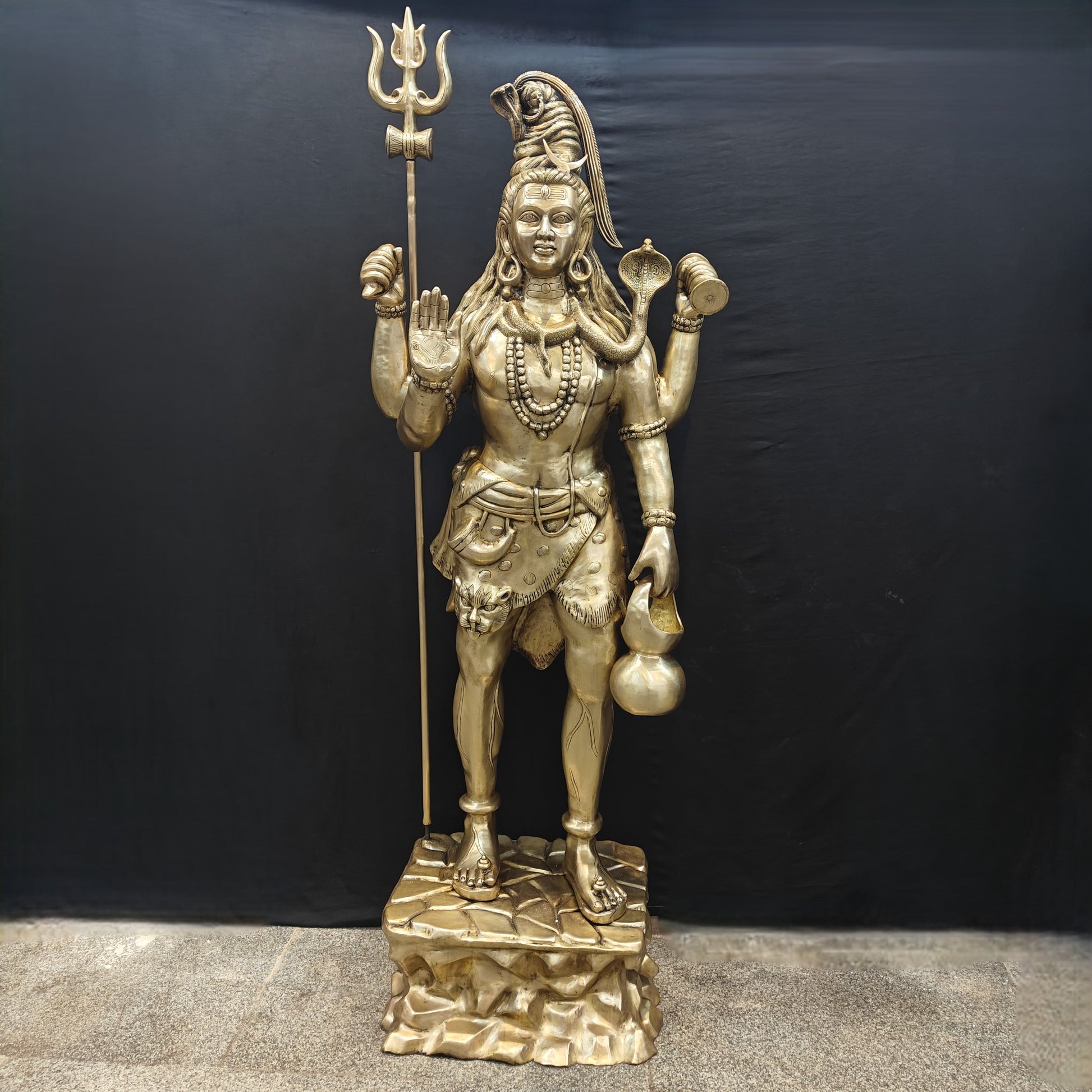 Brass Large Majestic Standing Lord Shiva Statue 7 Feet - Eco-friendly - Sama Homes