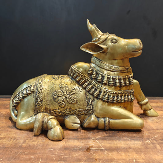 Brass Large Nandi Sculpture 33 Inch