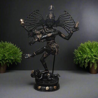 Brass Large Nataraja Statue Dancing Shiva Black Patina Finish 5 Feet by vendor-unknown - Hindu Gods