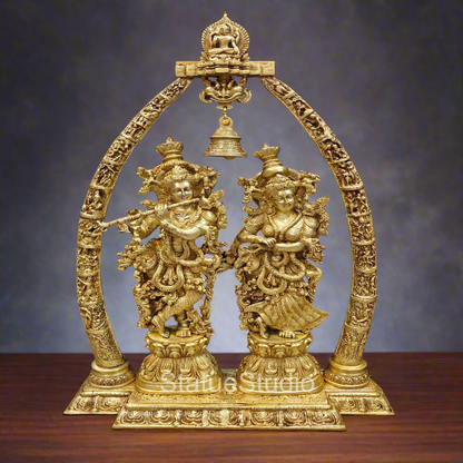 Brass Large Radha Krishna Statue With Removable Temple Set For Home Decor 4 Feet by vendor-unknown - Hindu Gods