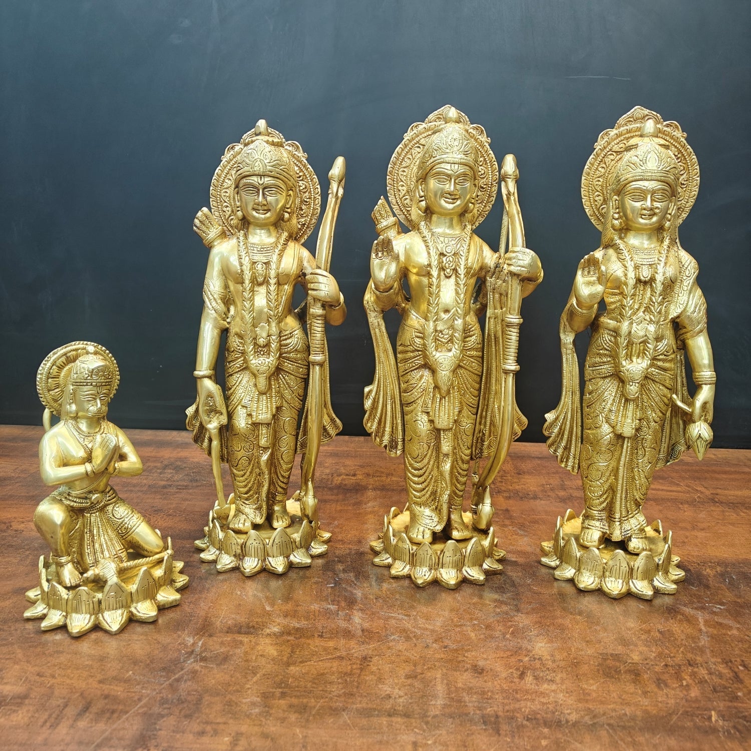 Brass Large Rama Darbar Idols For Home Temple Decor 1.5 Feet - Eco-friendly - Sama Homes