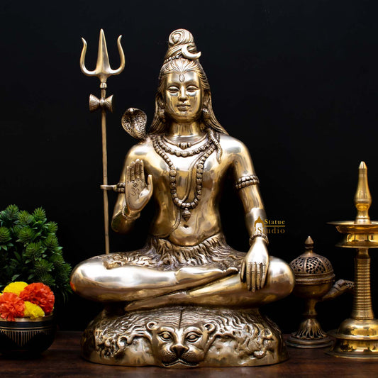 Brass Large Shankar Bhagwan Bhole Nath Idol For Home Mandir Decor 2 Feet