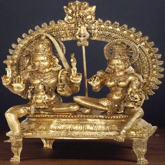 Brass Large Shiva Family Idol Shiv Parivar Home Temple Decor 4.5 Feet