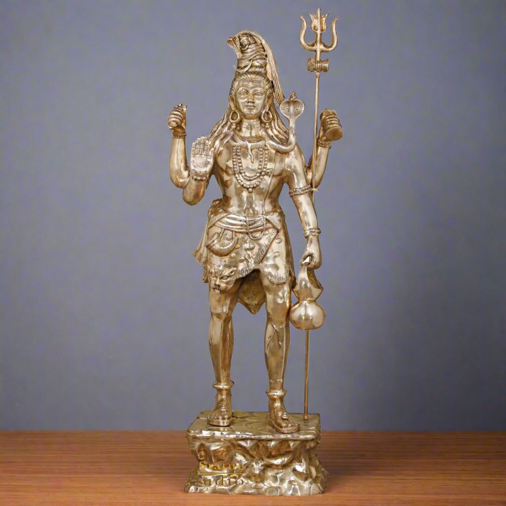 Brass Large Shiva Idol For Home Temple Office Garden Decor 7 Feet - Eco-friendly - Sama Homes