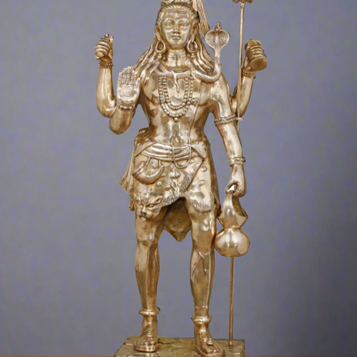 Brass Large Shiva Idol For Home Temple Office Garden Decor 7 Feet - Image 2