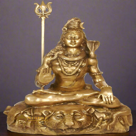 Brass Large Shiva Statue Antique Finish 35 Inches