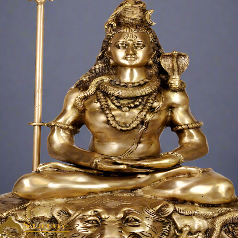 Brass Large Size Indian Cosmic Mahadev Sitting Shiva The Destroyer 31"