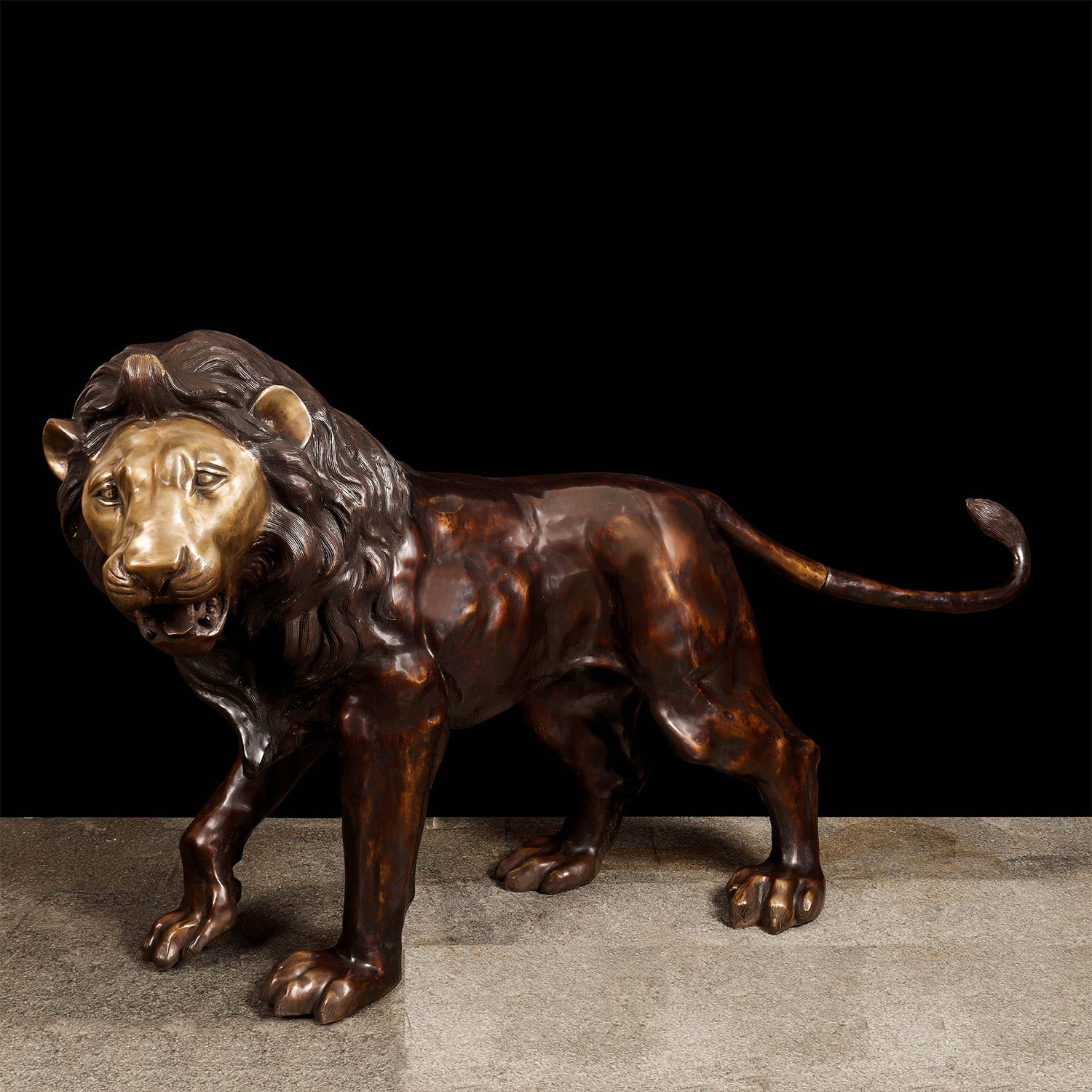 Brass Large Size Lion Statue Sculpture Decor Showpiece 77 Inches - Eco-friendly - Sama Homes