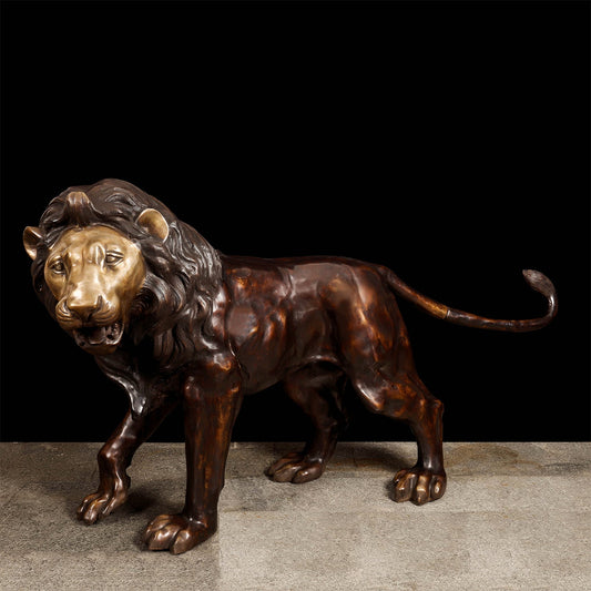 Brass Large Size Lion Statue Sculpture Decor Showpiece 77 Inches