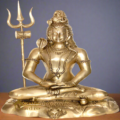 Brass Large Size Lord Mahayogi Shiva Statue in Pranayama 28 Inch by vendor-unknown - Hindu Gods