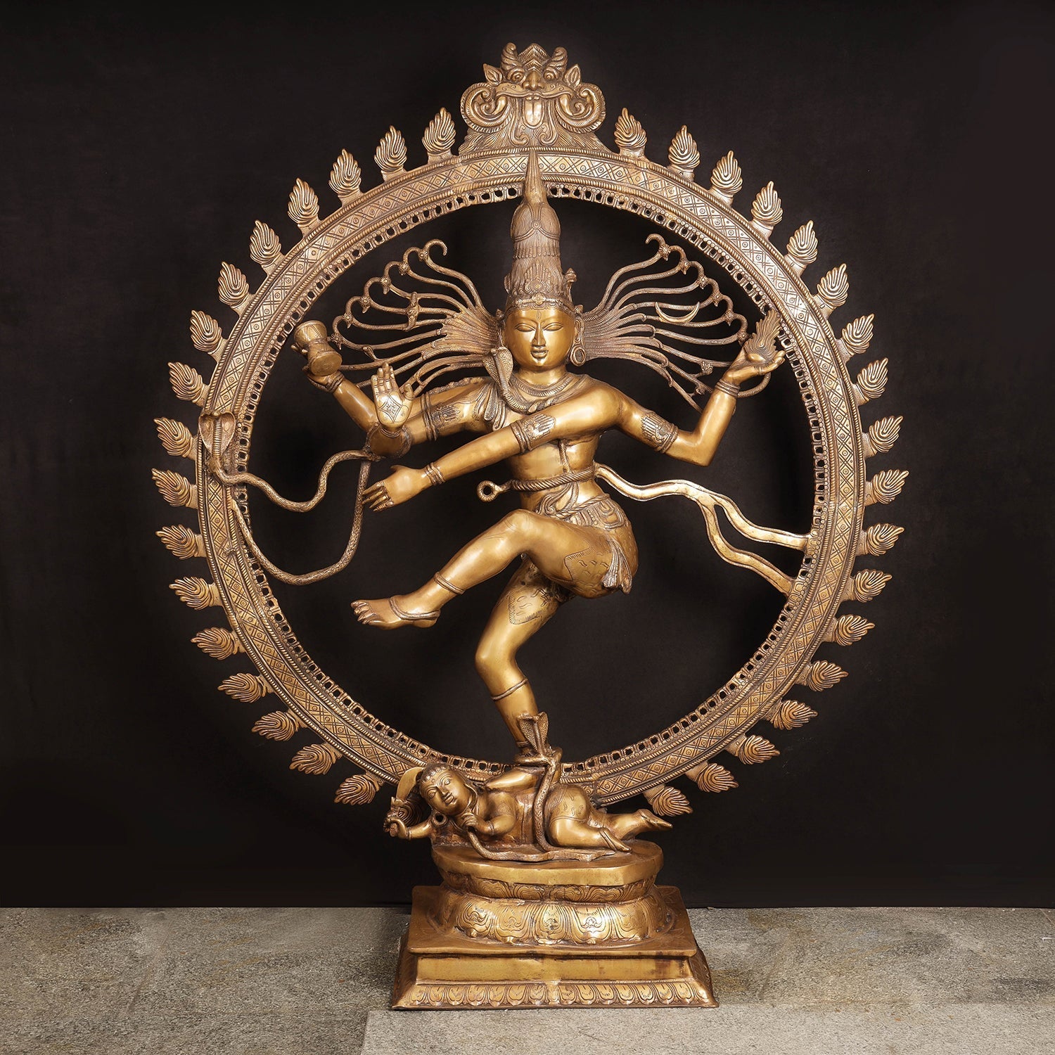 Brass Large Size Nataraja Idol Dancing Shiva Sculpture Antique Finish 6 Feet - Eco-friendly - Sama Homes