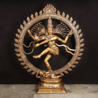Brass Large Size Nataraja Idol Dancing Shiva Sculpture Antique Finish 6 Feet by vendor-unknown - Hindu Gods