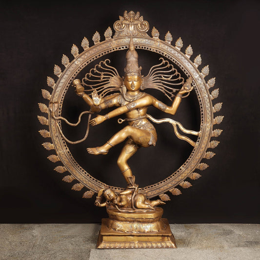 Brass Large Size Nataraja Idol Dancing Shiva Sculpture Antique Finish 6 Feet